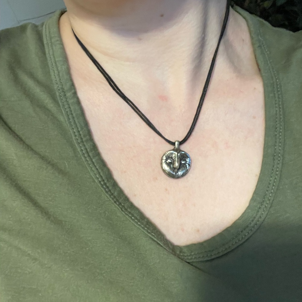 Artisan Sterling Silver Barn Owl Necklace